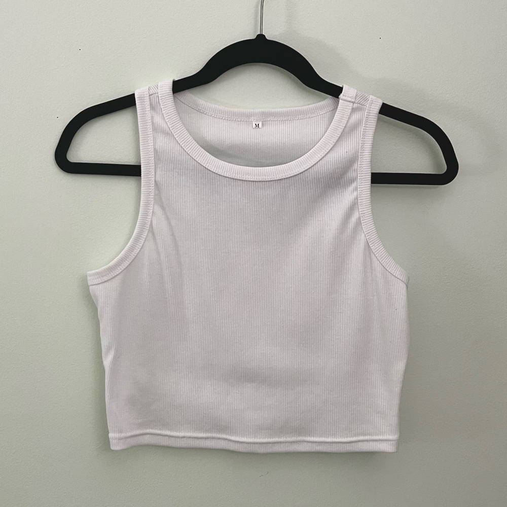 NWOT Casual Basic Sleeveless High Neck Rib Knit Crop Tank Top